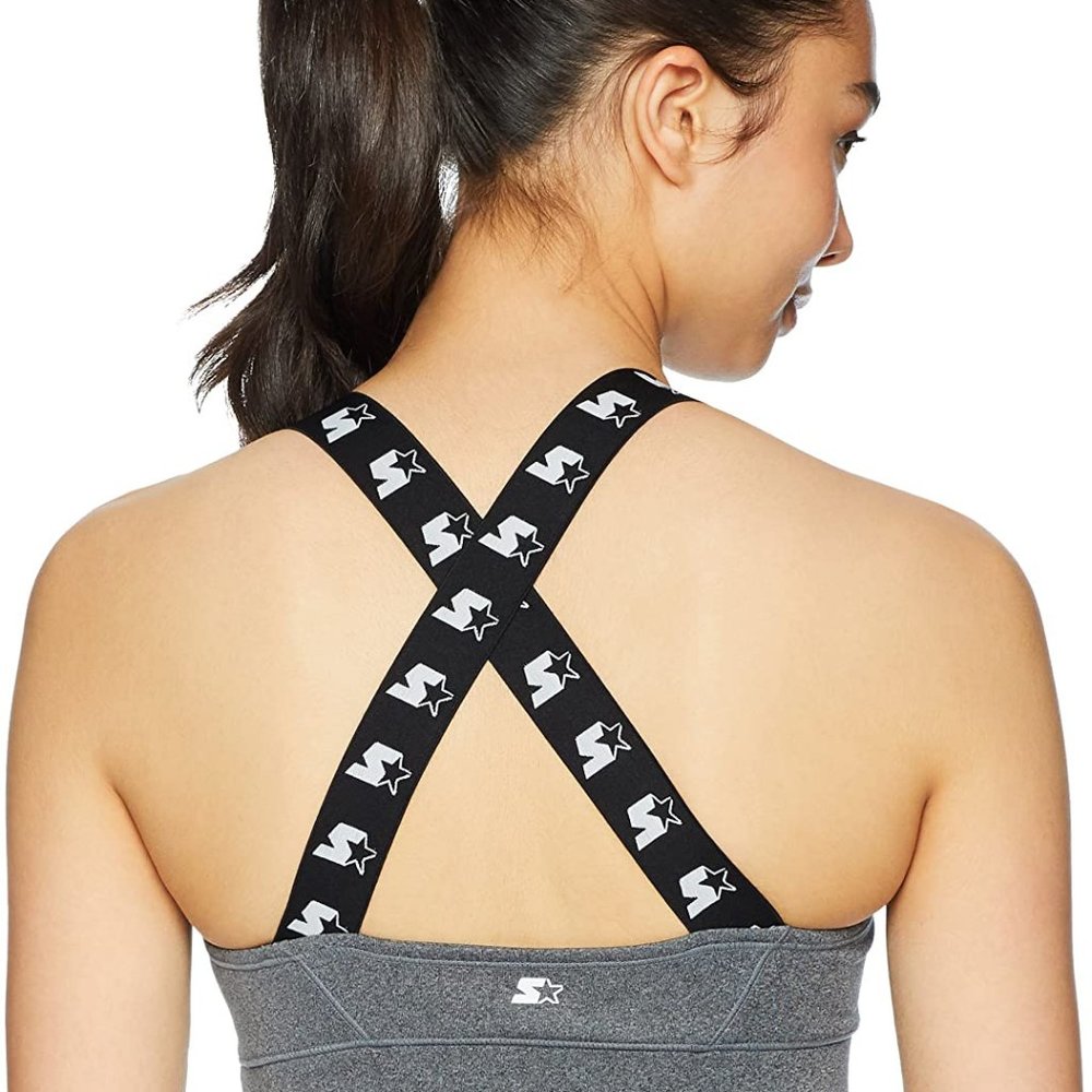 Medium Impact High Neck Logo Elastic Sports Bra - Picture 2 of 4
